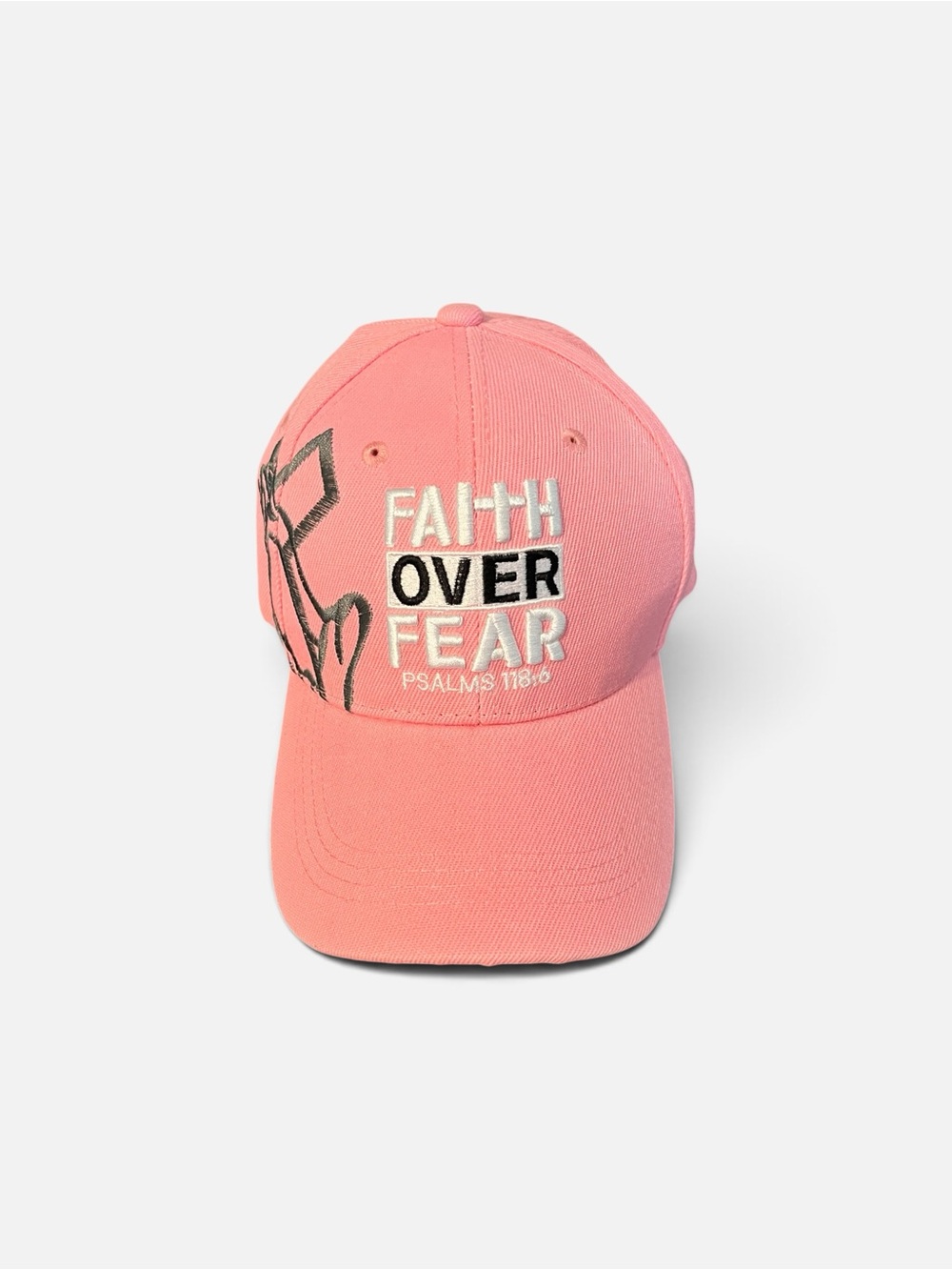 Pink "Faith Over Fear" Embroidered Baseball Cap